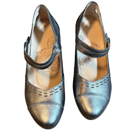 Taos Stunner US 9 UK 40 Pewter Leather Mary Jane Comfy Casual Small Heel - Picture 2 of 10